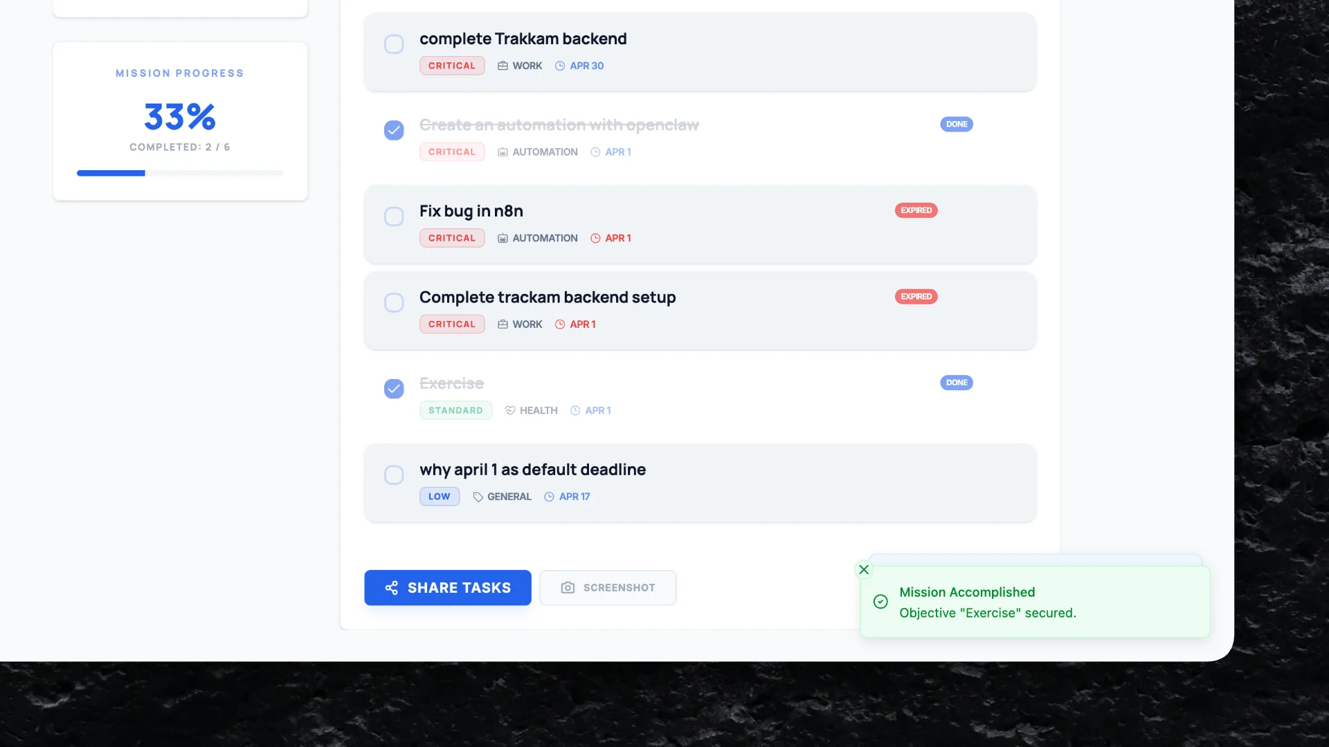 Precision Mission Feedback
