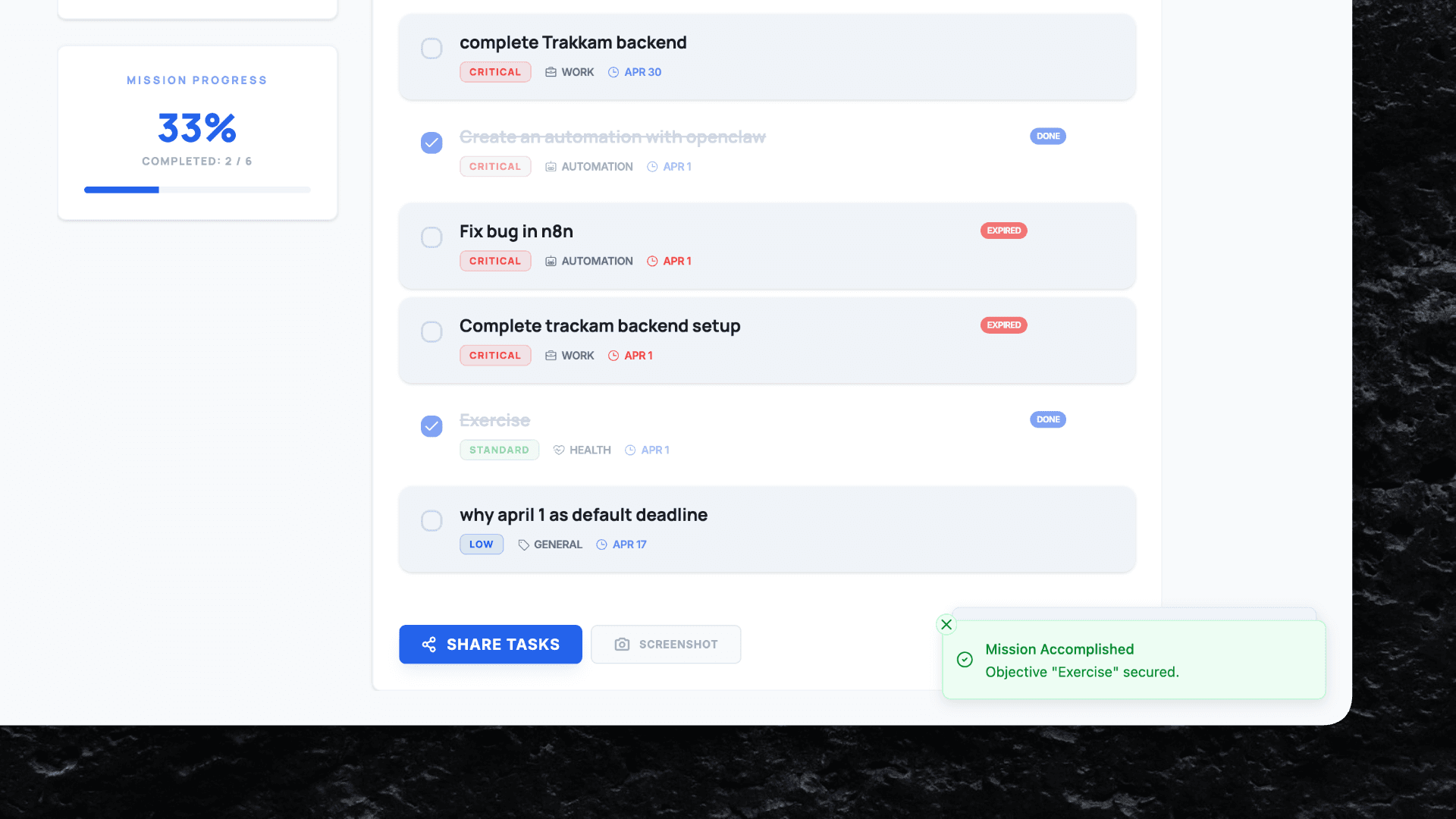Precision Mission Feedback